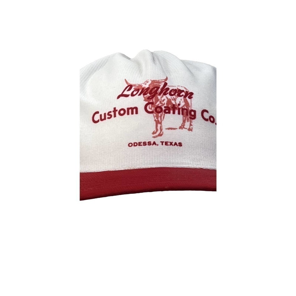 Vintage Trucker Style Hat - Red Snapback ~ Longhorn Custom Coating Co Odessa TX - Picture 2 of 6
